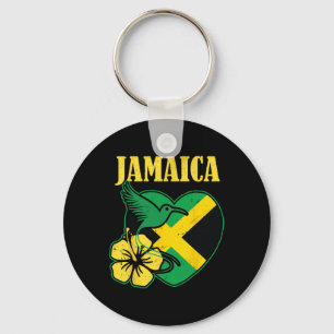 Independence Shirt Jamaican Flag Flower And Bird Key Ring