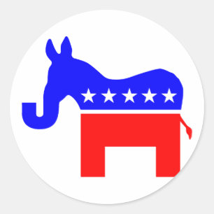 INDEPENDENT & BIPARTISAN - Donkey/Elephant Hybrid Classic Round Sticker