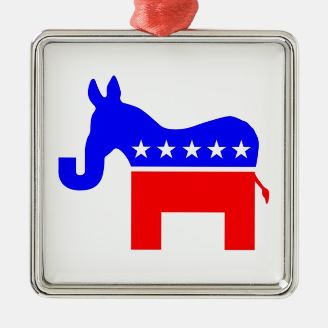 INDEPENDENT & BIPARTISAN - Donkey/Elephant Hybrid Metal Tree Decoration (Front)