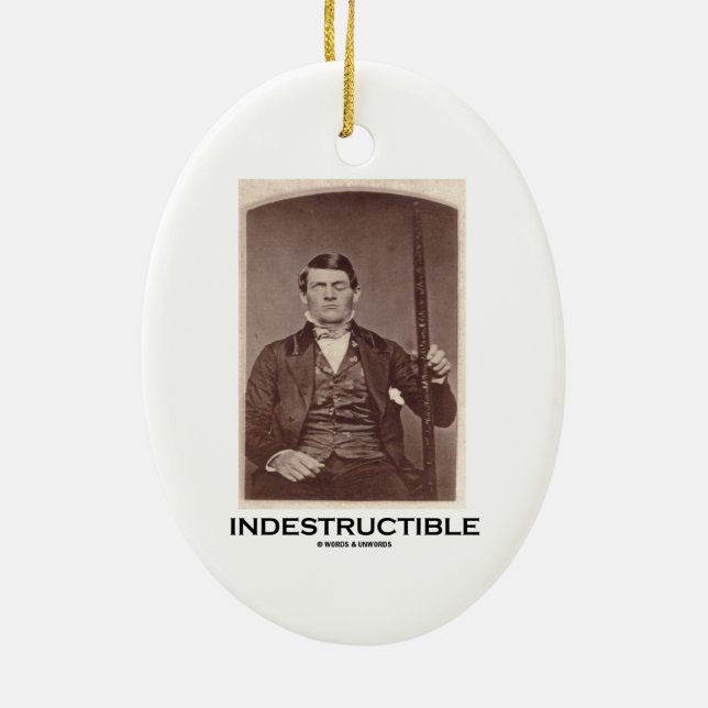 Indestructible (Phineas Gauge) Ceramic Tree Decoration (Back)