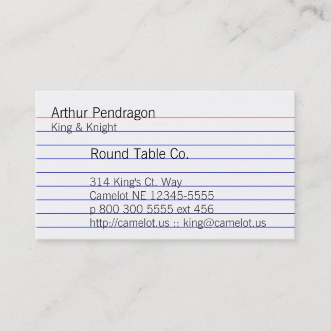 Index Card (Front)