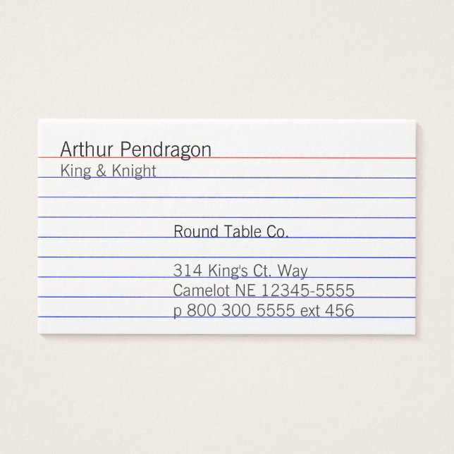 Index Card (Front)