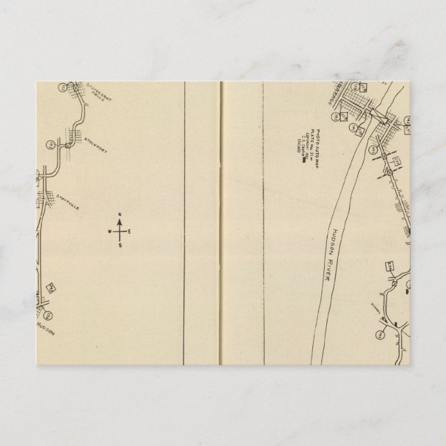 Index map Columbia County Rensselaer County NY Postcard (Front)