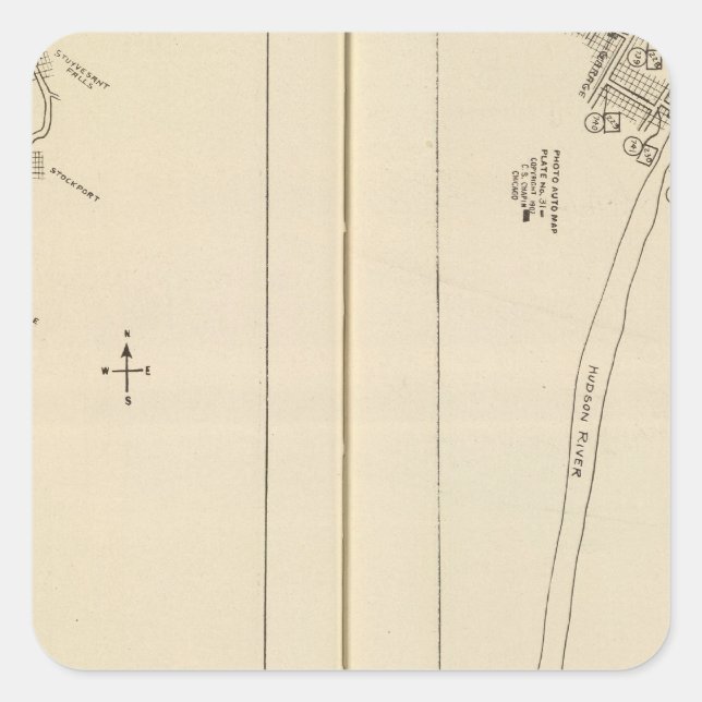 Index map Columbia County Rensselaer County NY Square Sticker (Front)