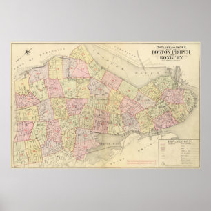 Index Map of Boston Poster