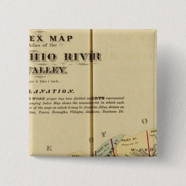 Index map to Atlas of the Upper Ohio River 15 Cm Square Badge (Front)