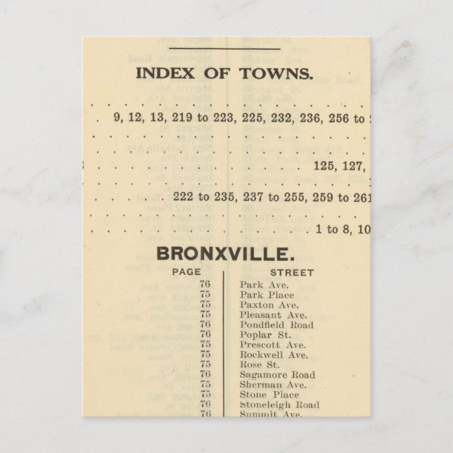 Index Towns, Bronxville Postcard (Front)