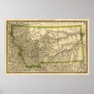 Indexed County Map of Montana (1881) Poster