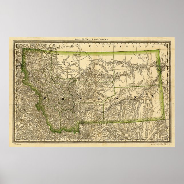 Indexed County Map of Montana (1881) Poster (Front)