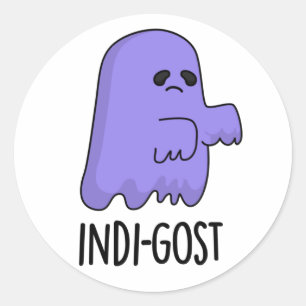 Indi-gost Funny Halloween Indigo Ghost Pun  Classic Round Sticker