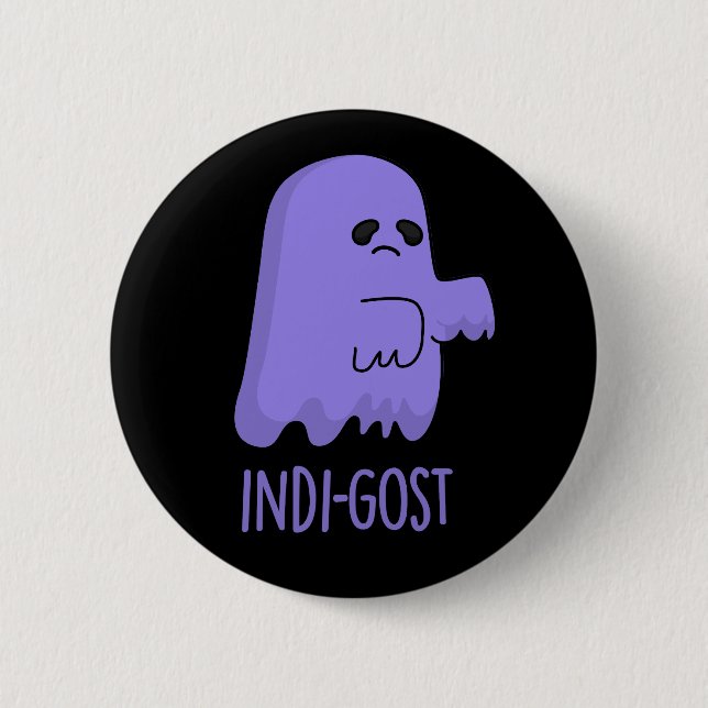 Indi-gost Funny Halloween Indigo Ghost Pun Dark BG 6 Cm Round Badge (Front)
