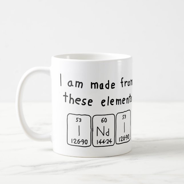 Indi periodic table name mug (Left)