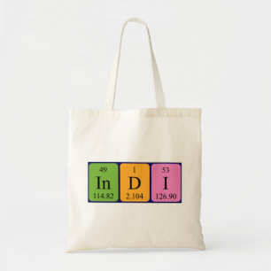 Indi periodic table name tote bag