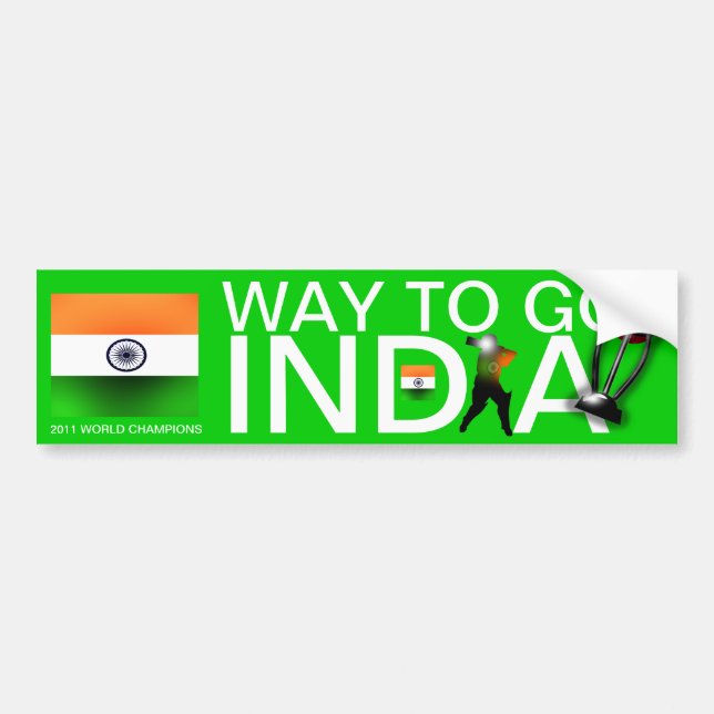 India 2011 Cricket World Champs  Bumper Sticker (Front)