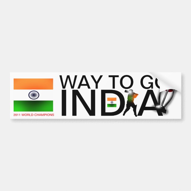 India 2011 Cricket World Champs  Bumper Sticker (Front)