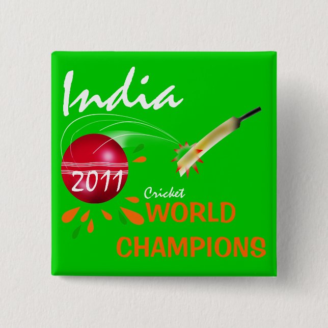 India 2011 ICC Cricket World Cup Champions Button (Front)