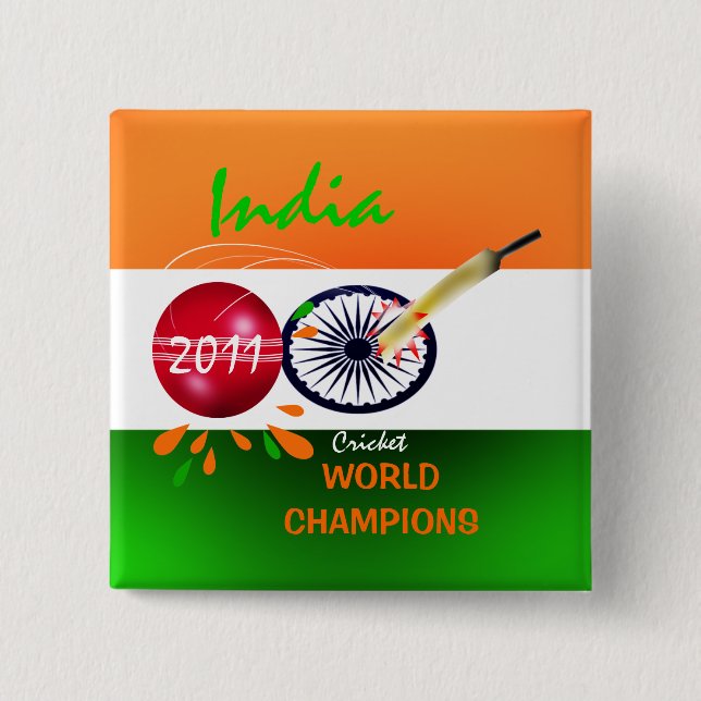 India 2011 ICC Cricket World Cup Champions Button (Front)