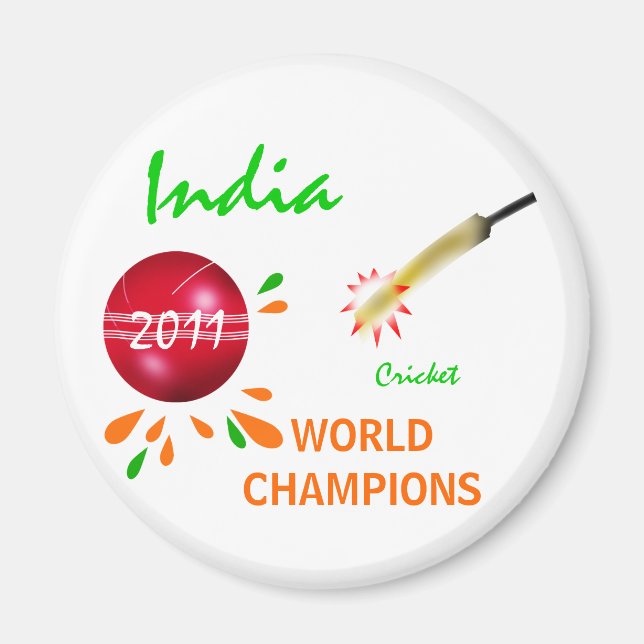 India 2011 ICC Cricket World Cup Champions Magnet (Front)