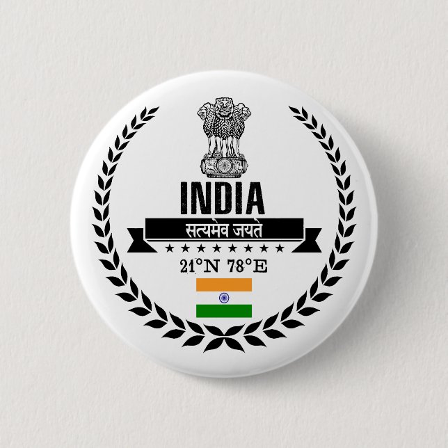 India 6 Cm Round Badge (Front)