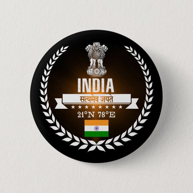 India 6 Cm Round Badge (Front)