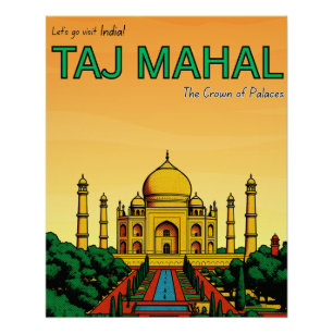 India Agra Taj Mahal travel Poster