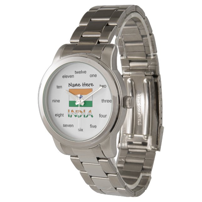 India and Indian Flag Personalised  Watch (Angled)