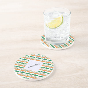 India and Indian Flag Tiled Personalised Sandstone Coaster