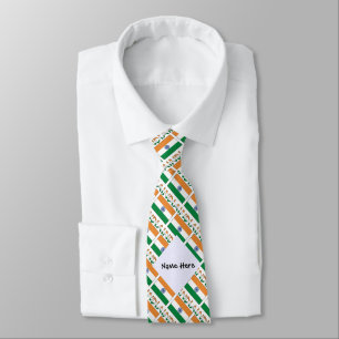 India and Indian Flag Tiled with Your Name Tie