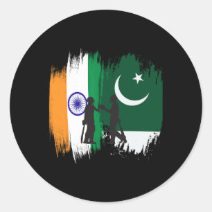 India And Pakistan Cricket Patriotic Gift For Fina Classic Round Sticker