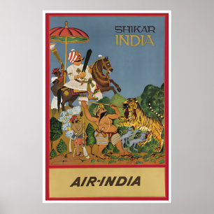 India Art Shikar Hunting Indian Travel Poster