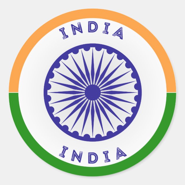 India Ashoka Chakra Circle Shape Classic Round Sticker (Front)
