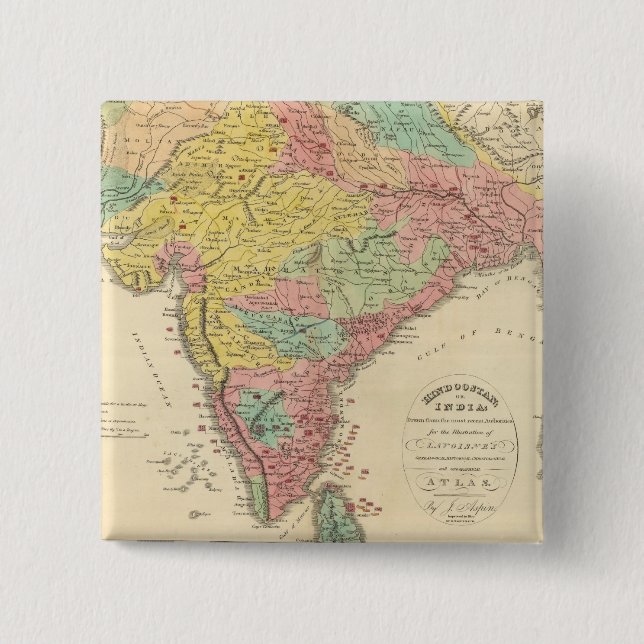 India Battles and Seiges Chonology Map 15 Cm Square Badge (Front)