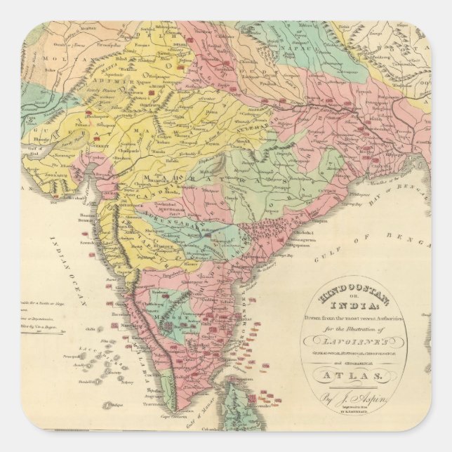 India Battles and Seiges Chonology Map Square Sticker (Front)