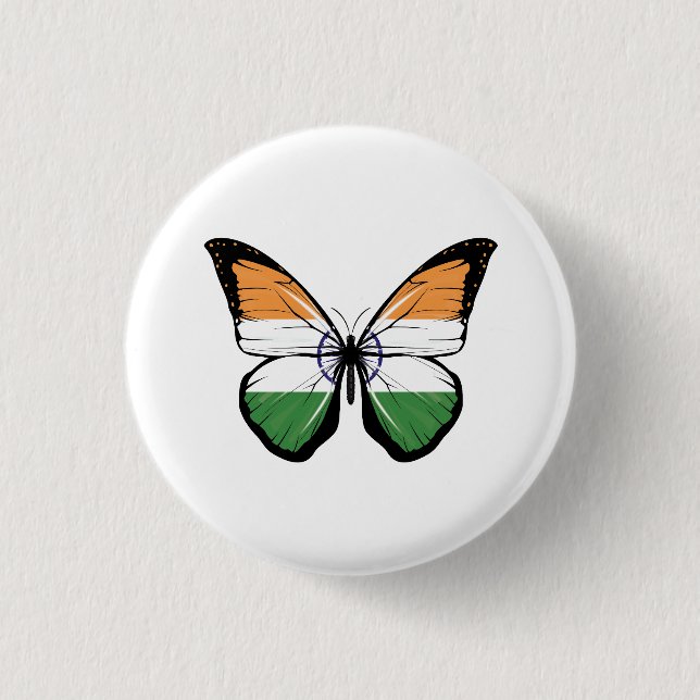 India Butterfly Flag 3 Cm Round Badge (Front)