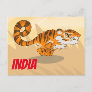 India Cartoon Tiger Postcard