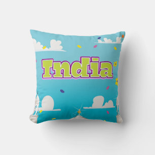 India Cartoon Travel print. Cushion