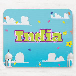 India Cartoon Travel print. Mouse Mat