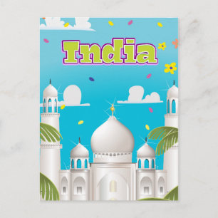 India Cartoon Travel print. Postcard