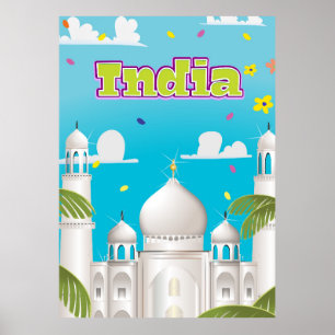 India Cartoon Travel print. Poster