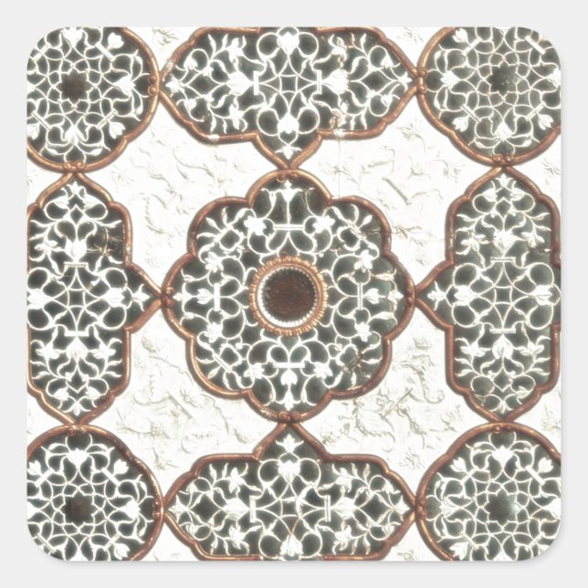 India Chic Pattern Square Sticker (Front)