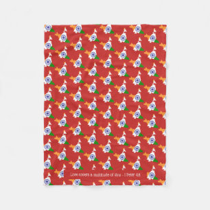 INDIA Christian Scripture LOVE COVERS Red Fleece Blanket