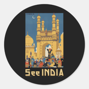 India Classic Round Sticker