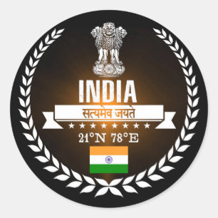 India Classic Round Sticker
