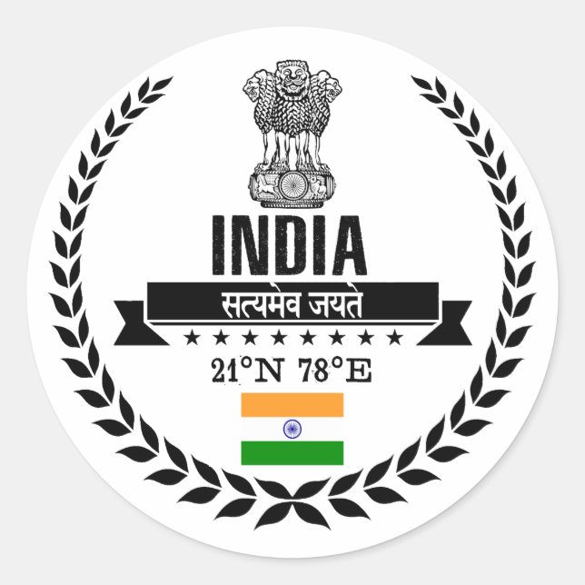 India Classic Round Sticker (Front)