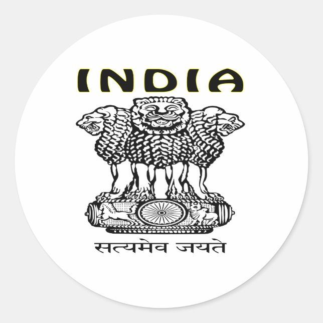 India Coat Of Arms Classic Round Sticker (Front)