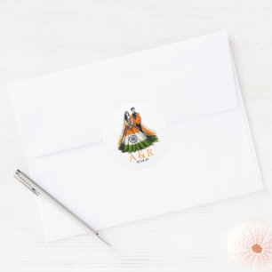 India Couple Wedding Classic Round Sticker