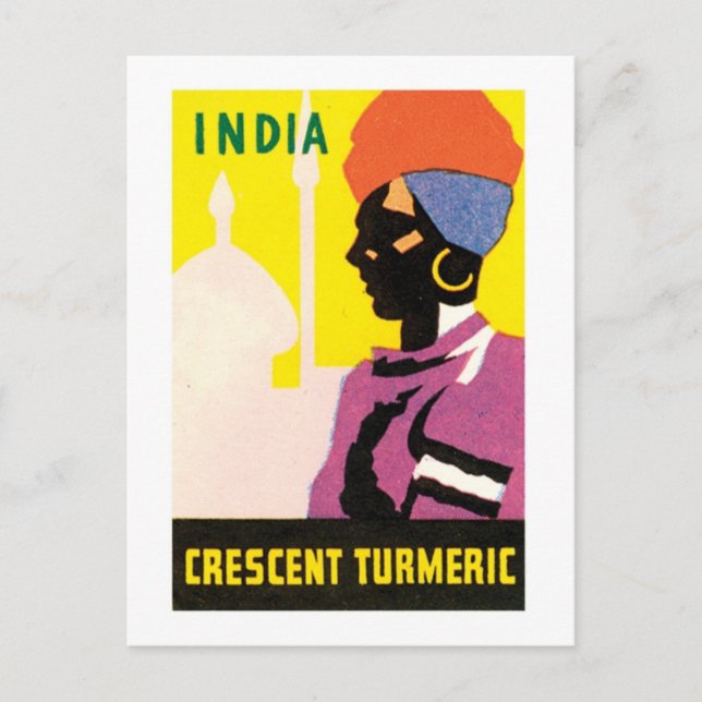 India Crescent Turmeric Vintage Label Postcard (Front)