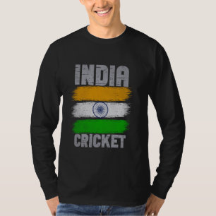 India Cricket Cricketer Fan Batsmen Indian Flag T-Shirt