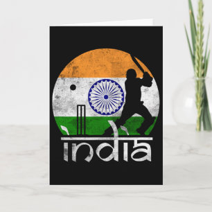 India Cricket Indian Flag Cricketer Men Women Kids Card