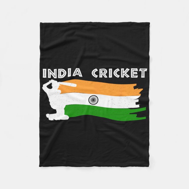 India Cricket Jersey With Indian Flag Gift  Fleece Blanket (Front)